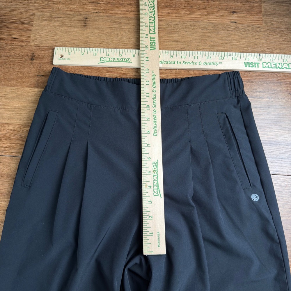 Black Tailored Wide Leg Pull On Stretch Travel Work Pants Size S Minimalist - Picture 3 of 6